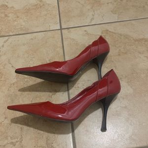 Red patent leather heels